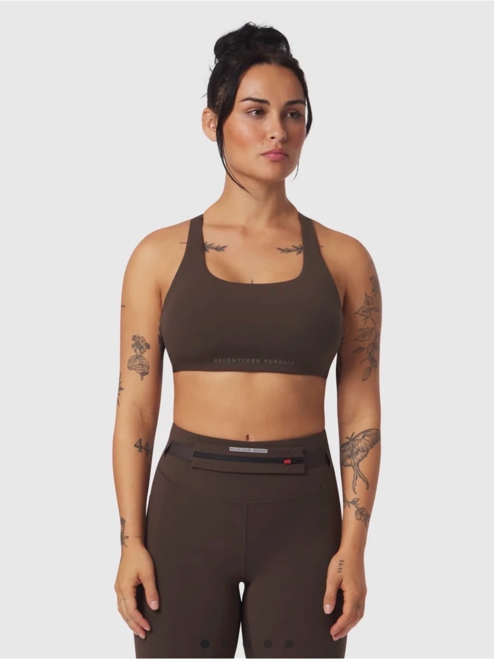 ASRV W039. LYCRA® HYBRID SPORTS BRA - DARK EARTH